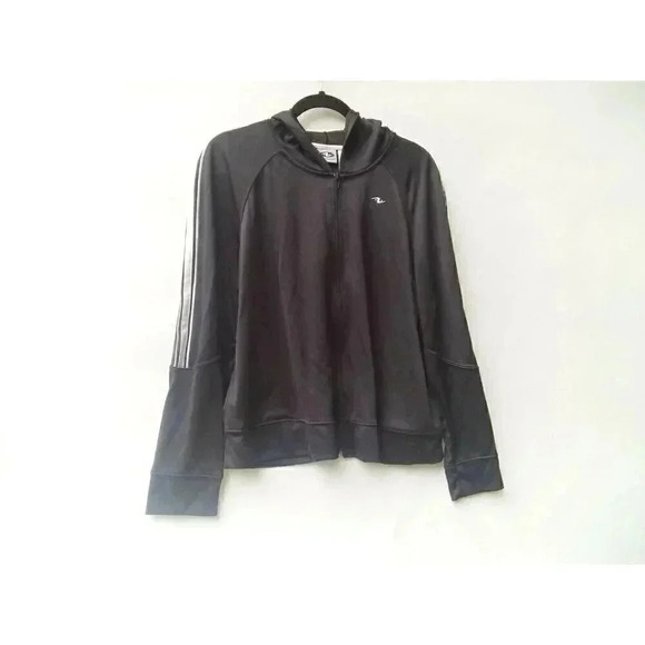ATHLETIC WORKS BLACK FULL ZIP HOODED ATHLETIC JACKET WOMENS XL(16/18) - Picture 1 of 3